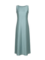 Load image into Gallery viewer, Sage Blue Shiny Crepe Dress