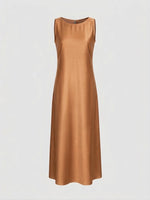 Load image into Gallery viewer, Burnt Orange Shiny Crepe Dress
