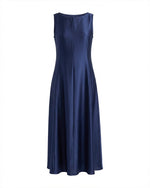 Load image into Gallery viewer, Navy Blue crepe satin Dress