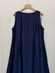 Navy Blue crepe satin Dress