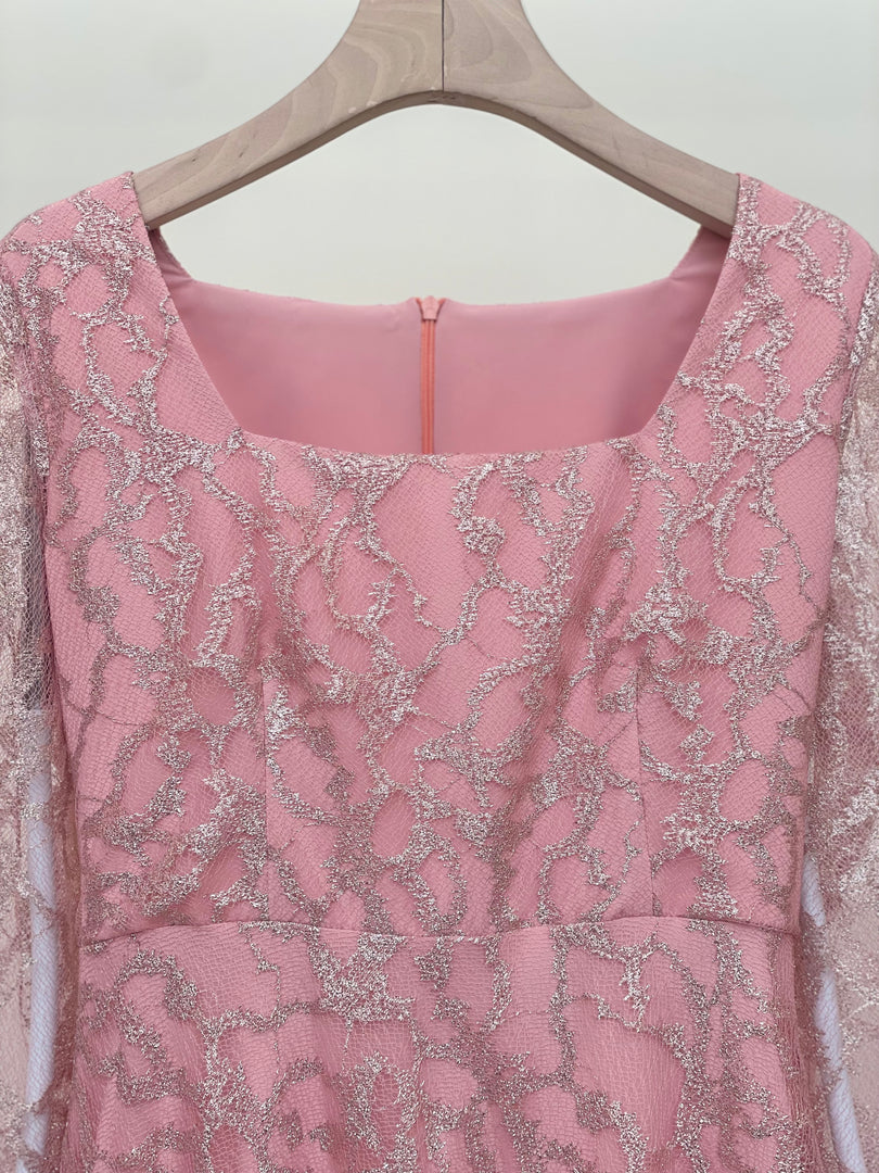 Peach Pink Lace Dress