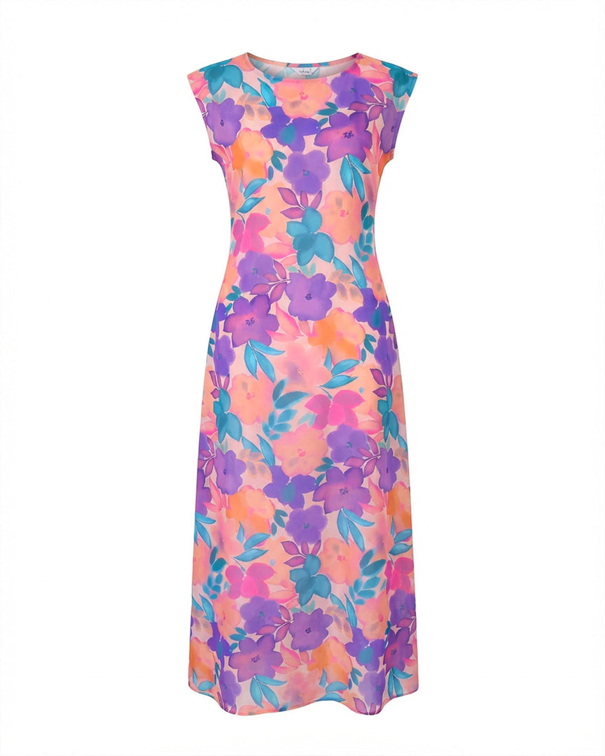 Pastel floral crepe dress