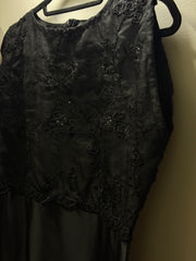 Black Beaded Satin Dress