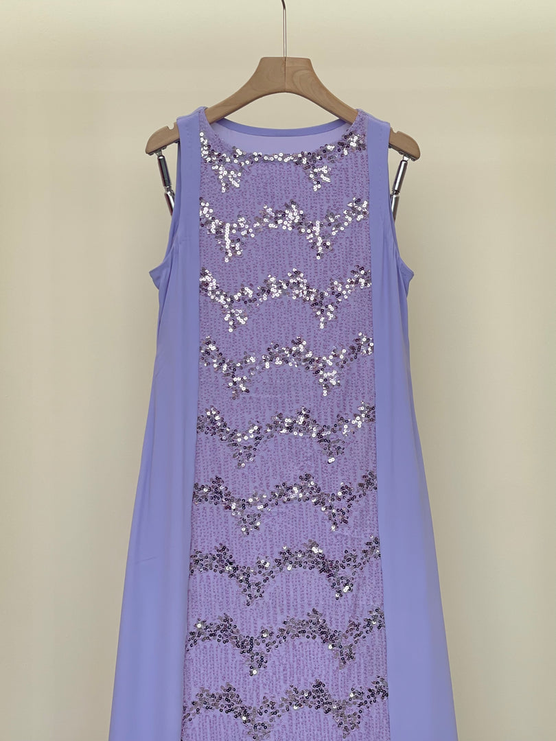 Purple Organza and Sequins Two-piece Dress with shailah