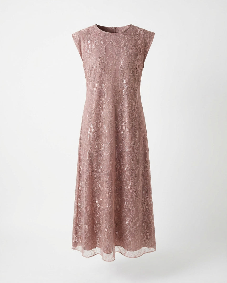 Brown Floral Lace Dress