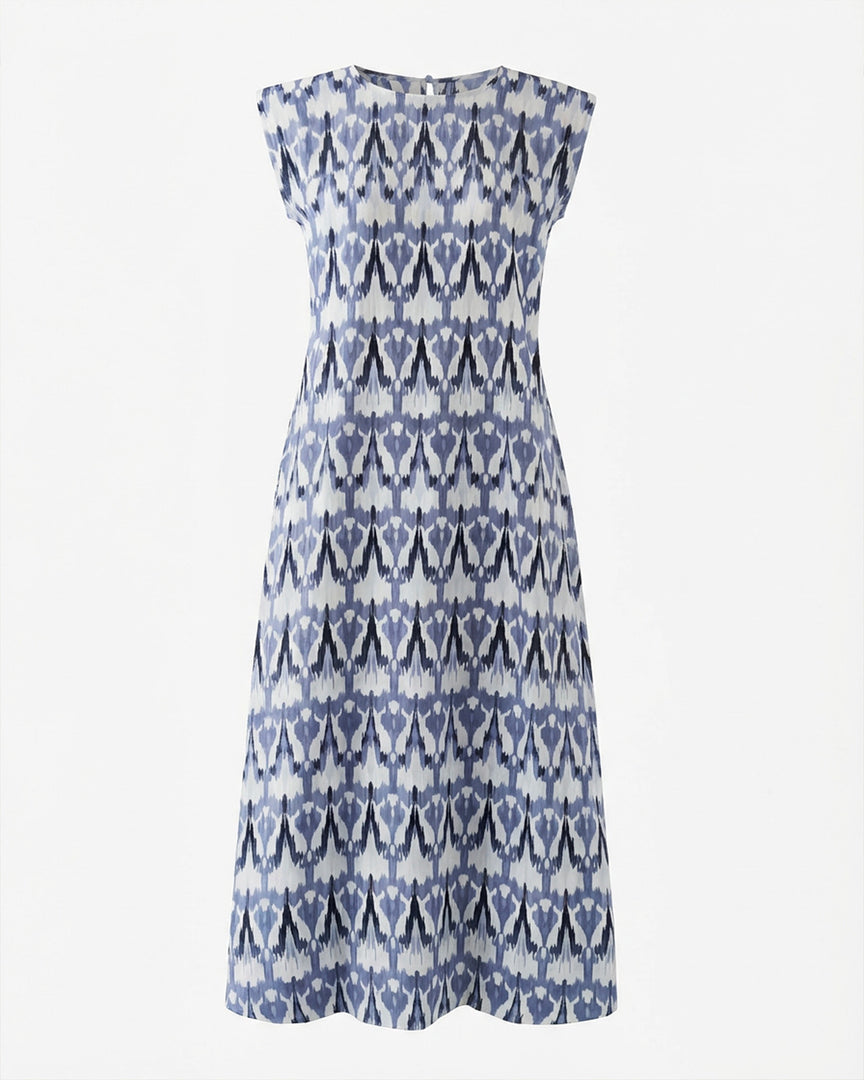Ikat Blue Crepe Dress