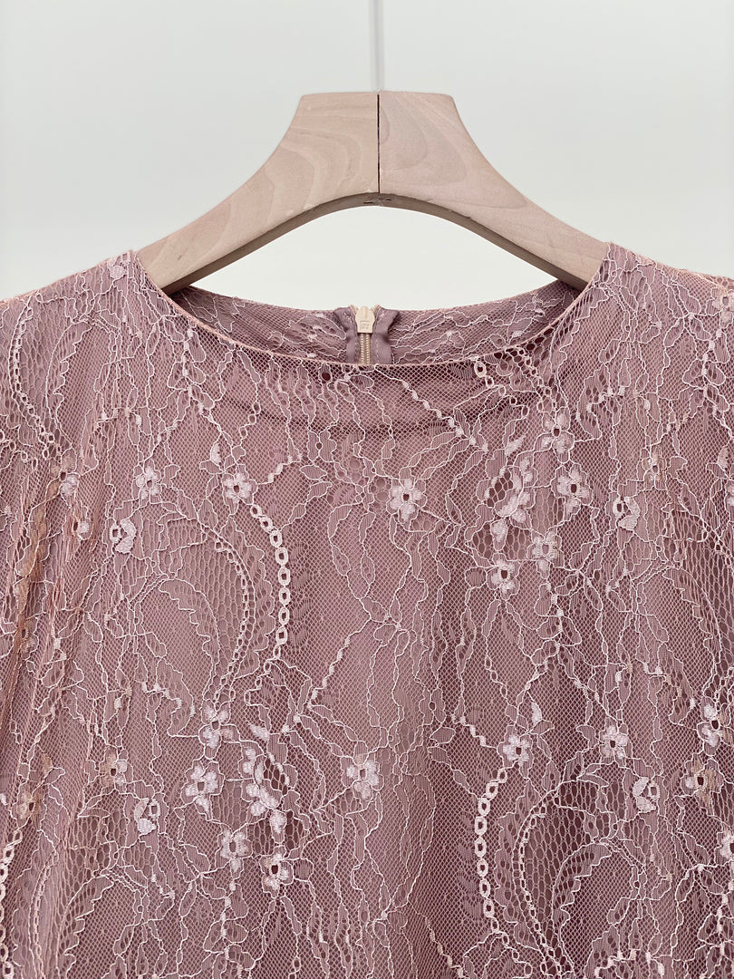 Brown Floral Lace Dress