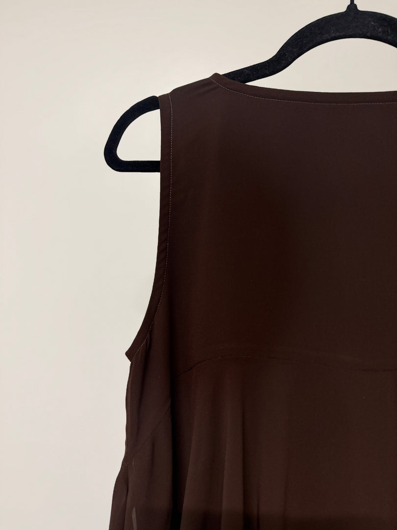 Brown Chiffon Ruffle Dress
