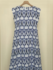 Ikat Blue Crepe Dress