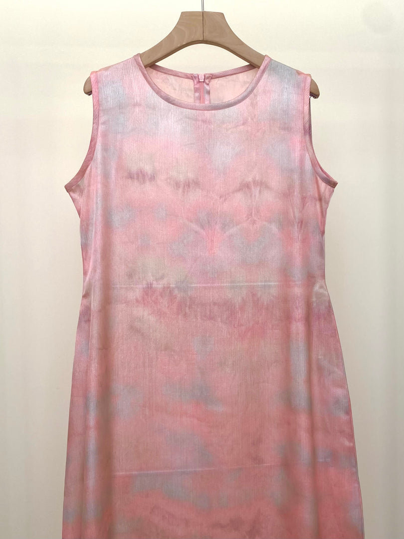 Pink Tie-Dye Crepe Dress