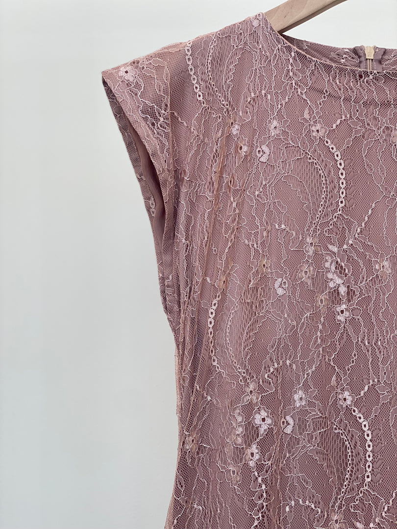 Brown Floral Lace Dress