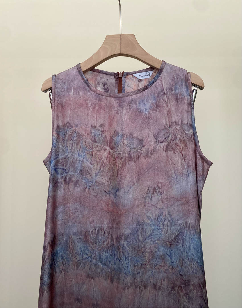 Purple Metallic Tie-dye Crepe dress