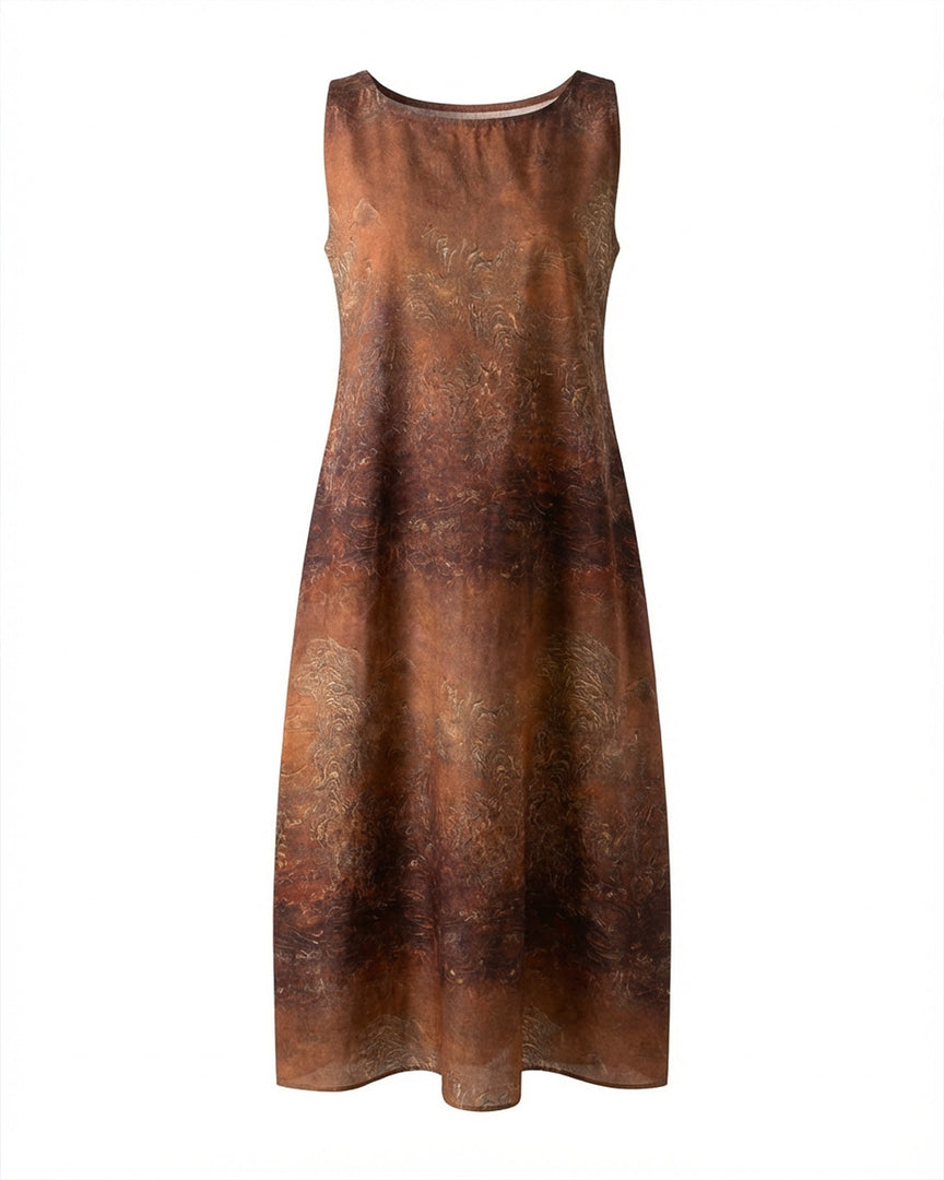 Bronze Bloom Linen Viscose Dress