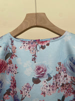 Load image into Gallery viewer, Light blue floral jacquard dress

