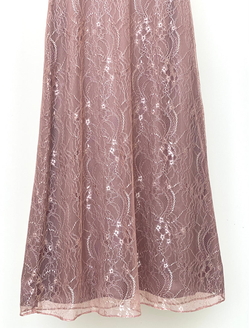 Brown Floral Lace Dress