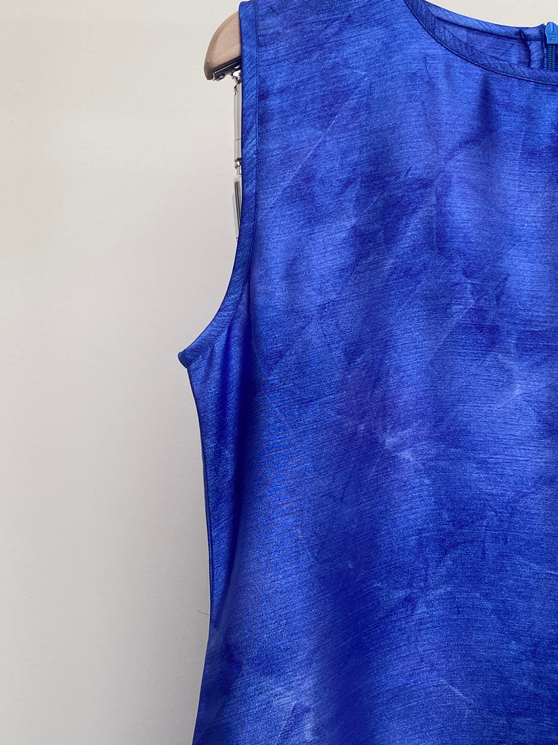 Blue Tie-Dye Crepe Dress