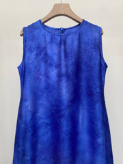 Blue Tie-Dye Crepe Dress