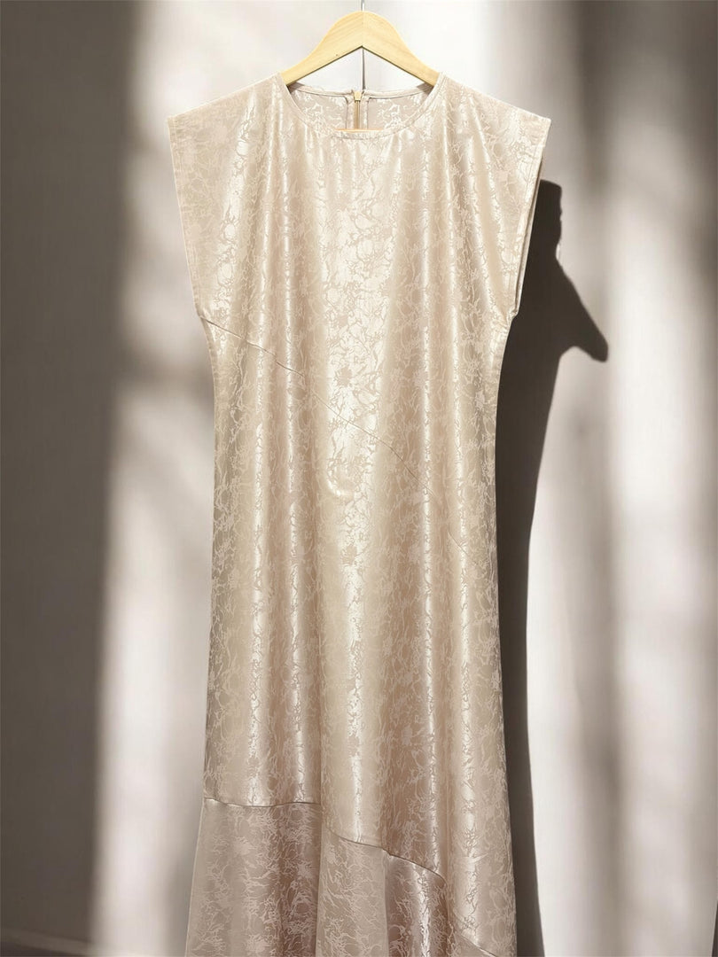 Beige Curved Seam Dress