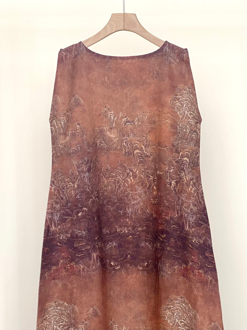 Bronze Bloom Linen Viscose Dress