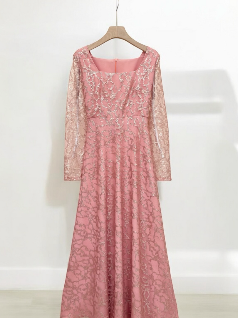 Peach Pink Lace Dress