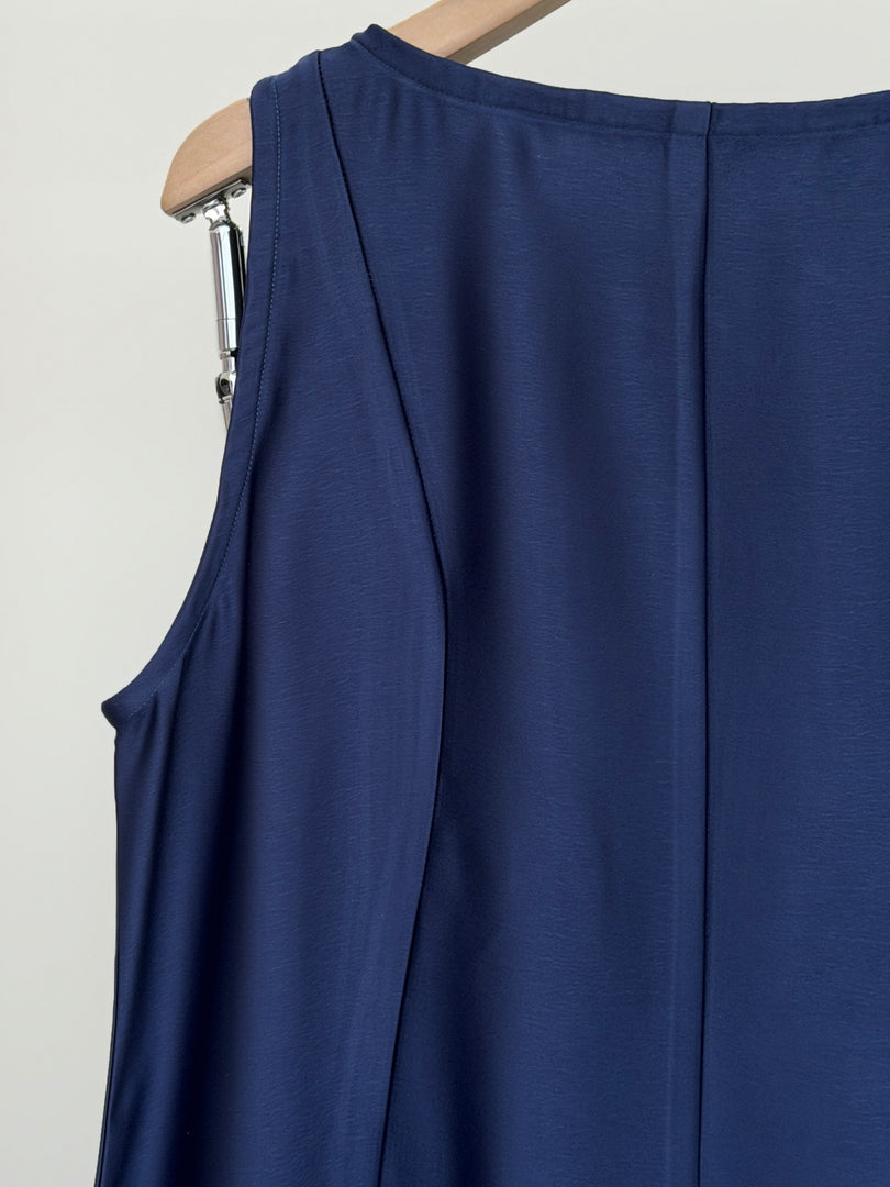 Navy Blue crepe satin Dress