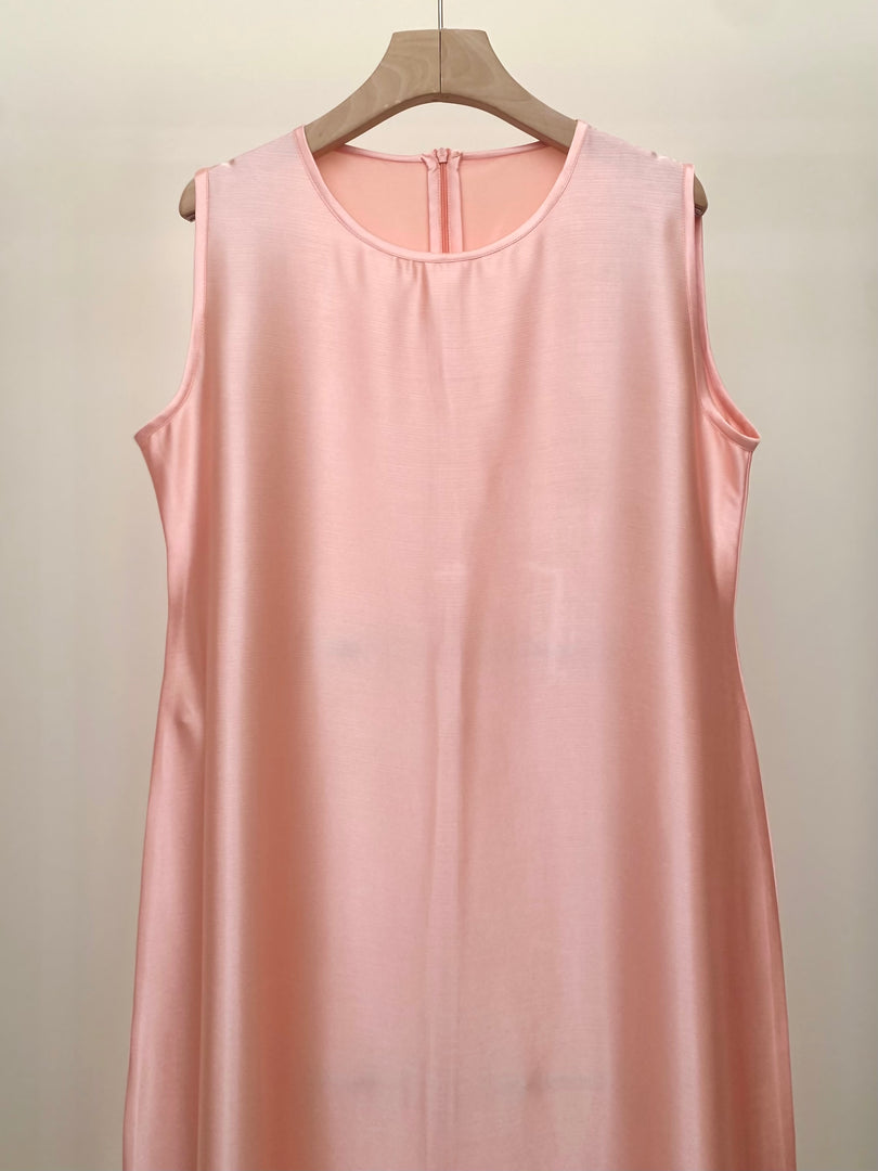 Peach Shiny Crepe Dress