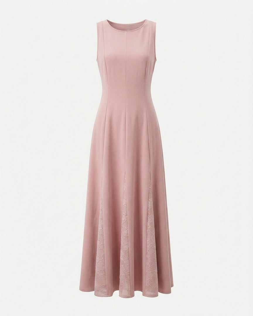 Pink Flared Lace Dress