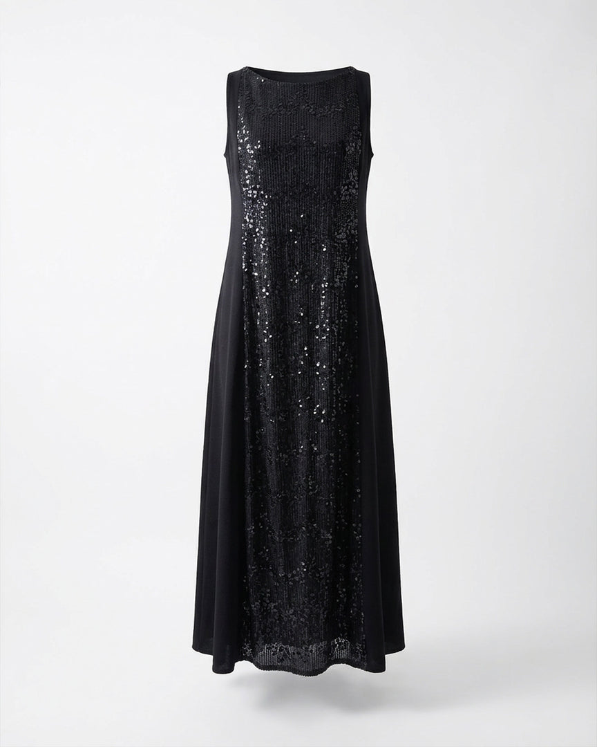 Black Crepe and Sequins Dress