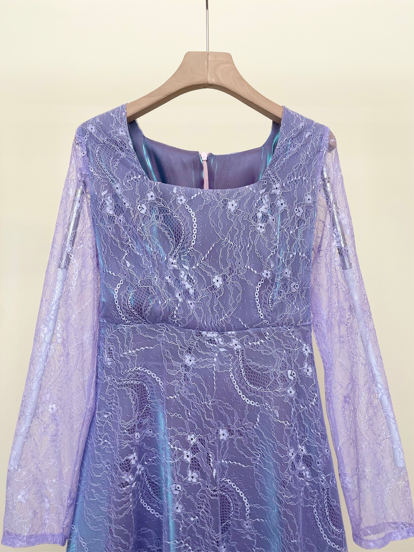 Purple Floral Lace Dress