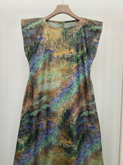 Green Multicolour Jacquard Dress