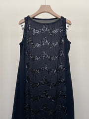 Black Crepe and Sequins Dress