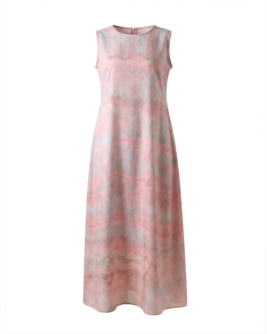 Pink Tie-Dye Crepe Dress