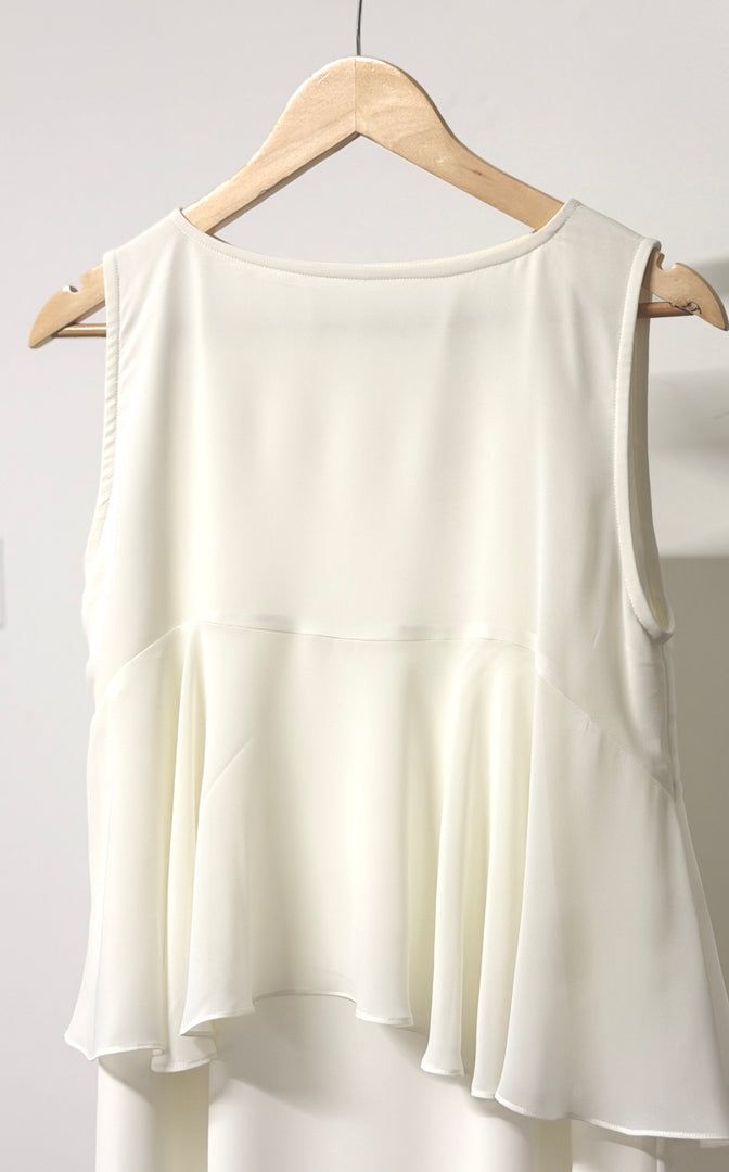 White Chiffon Ruffle Dress