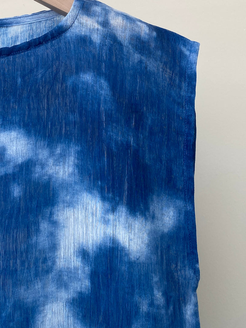 Blue and white shades Double Chiffon Dress
