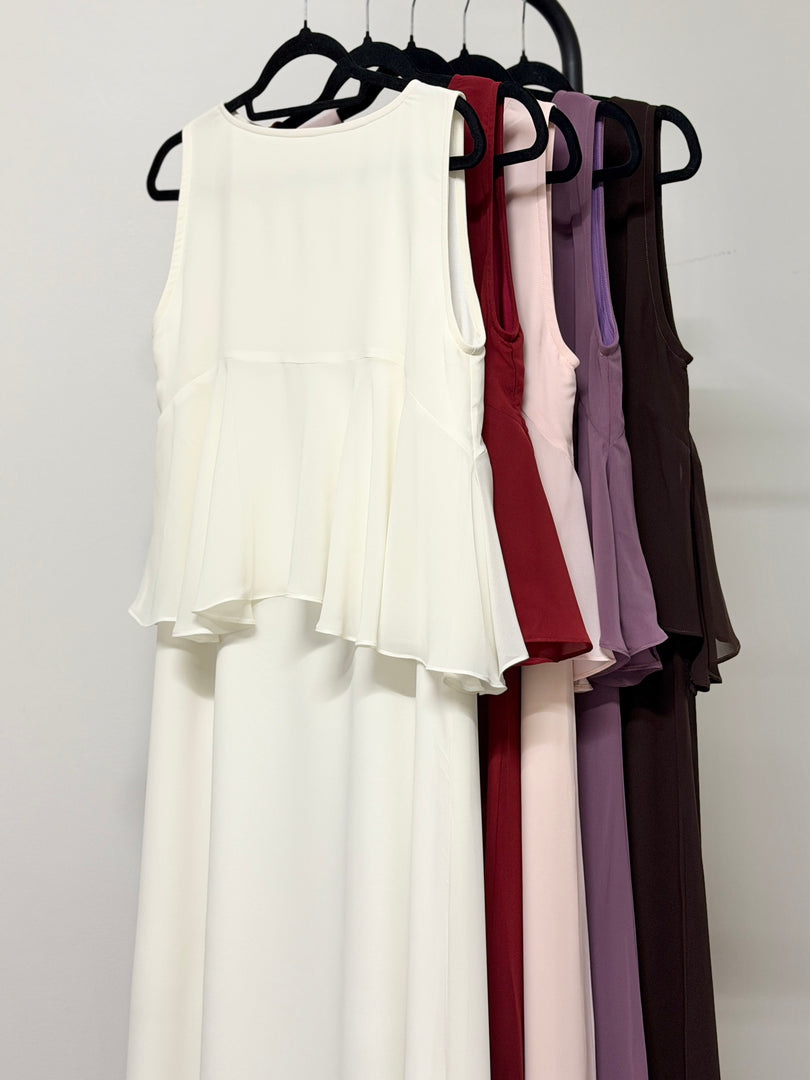Brown Chiffon Ruffle Dress