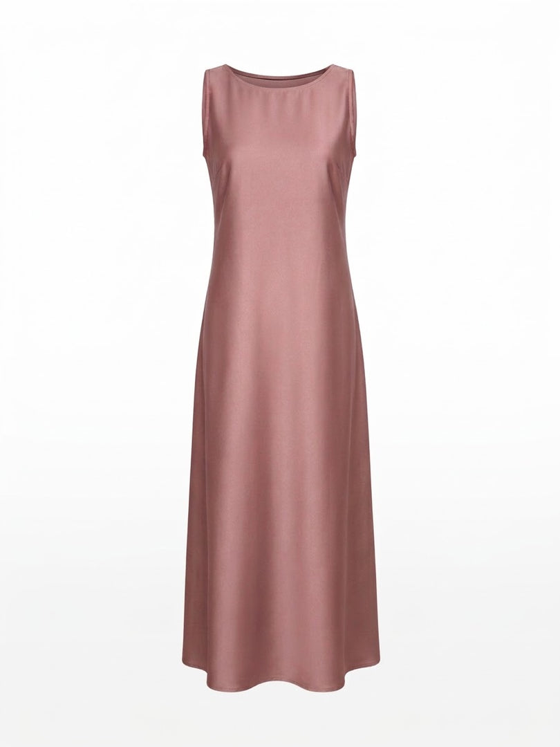 Dusty Rose Shiny Crepe Dress
