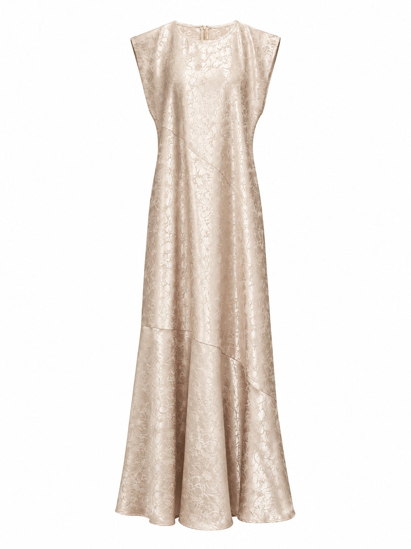 Beige Curved Seam Dress