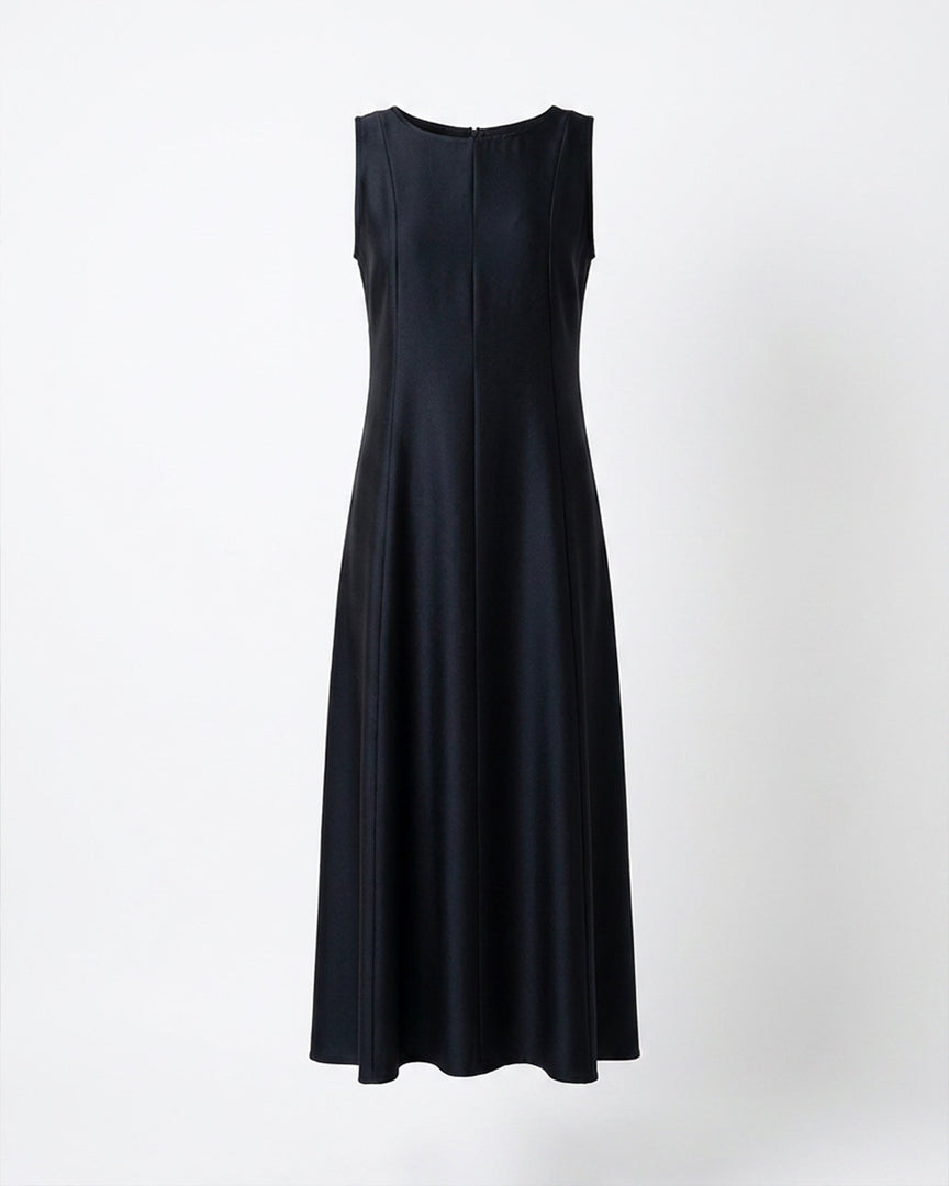 Shiny Black Crepe Dress