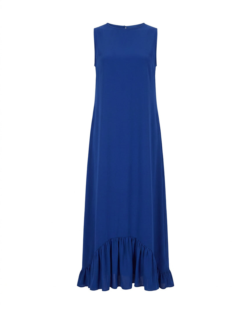 Blue Ruffle Hem Dress