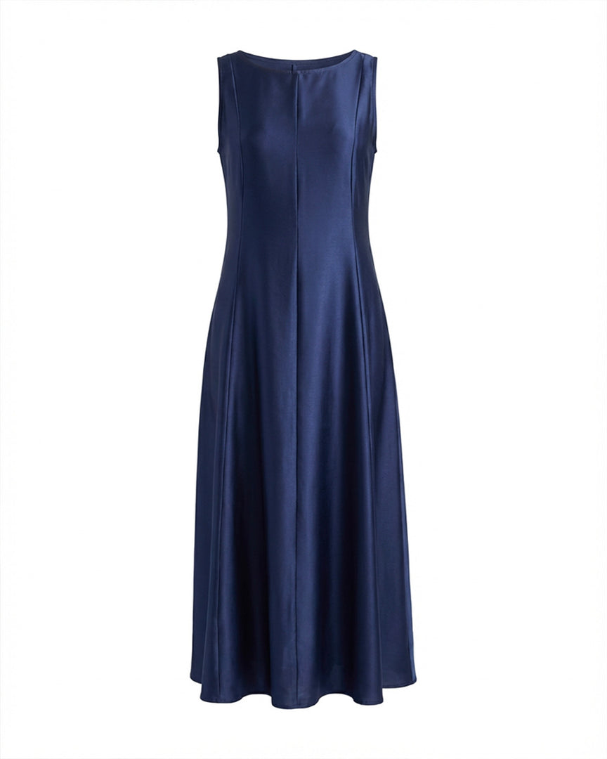 Navy Blue crepe satin Dress