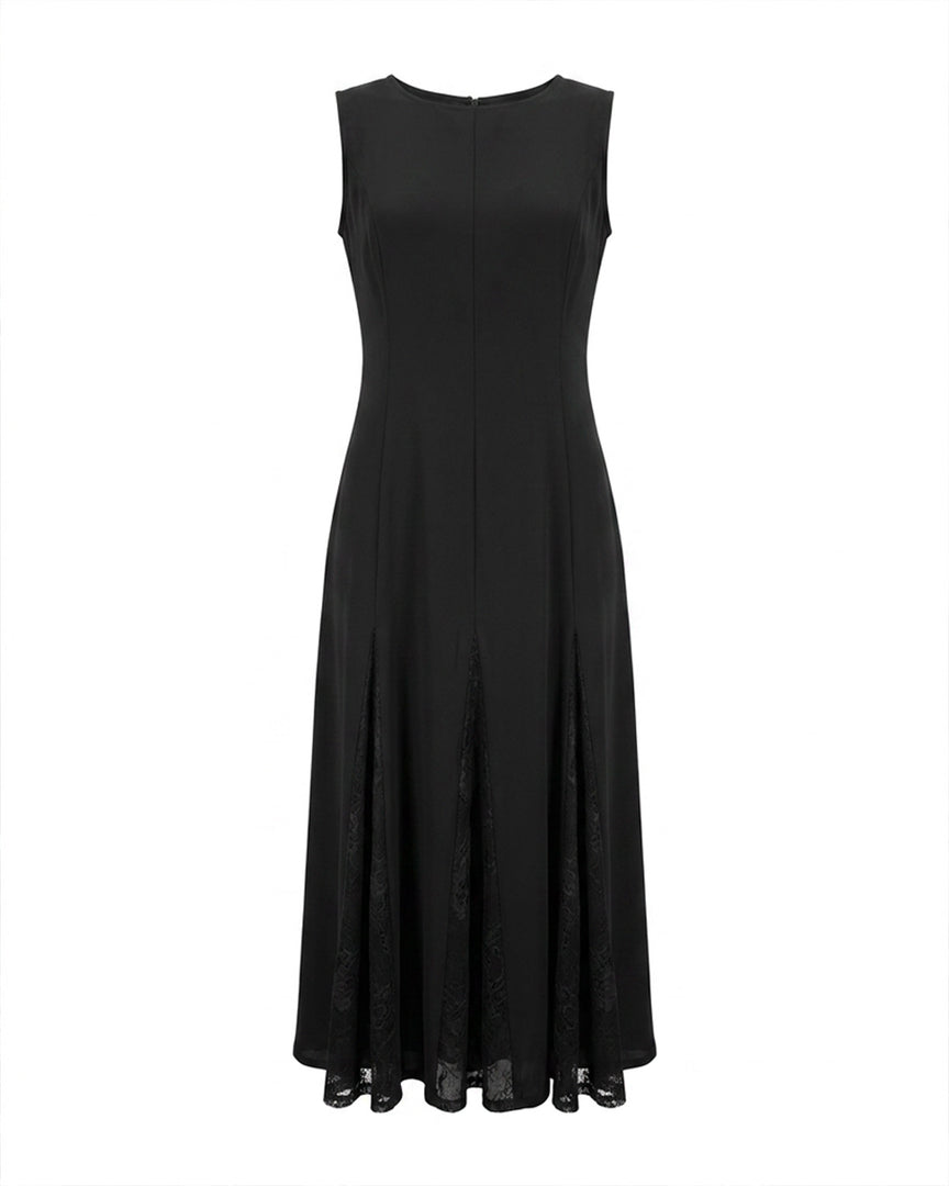 Flared Crepe Lace Dress