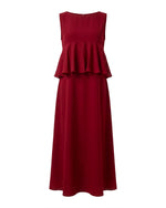 Load image into Gallery viewer, Red Chiffon Ruffle Dress