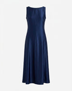 Load image into Gallery viewer, Shiny navy Blue Crepe Dress