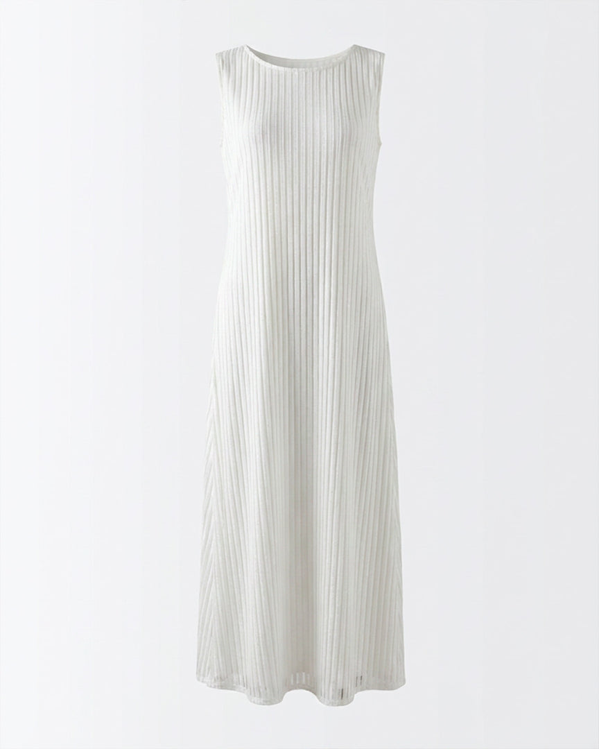 White Shimmer Stripes Dress